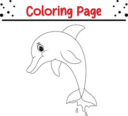 Dolphin coloring page. Sea animal coloring book page