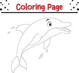 Cute Dolphin coloring page. Sea animal coloring book page
