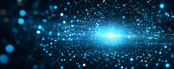 Blue particle tunnel; digital backdrop