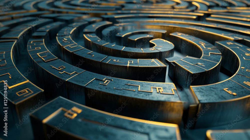 Poster a conceptual 3d illustration of interconnected circular paths symbolizing wireless communication, bi