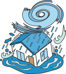 台風で被災する住宅