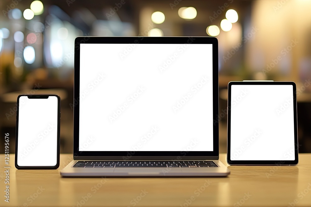Poster a person holding an open laptop with a white screen, isolated on a white background. the computer is