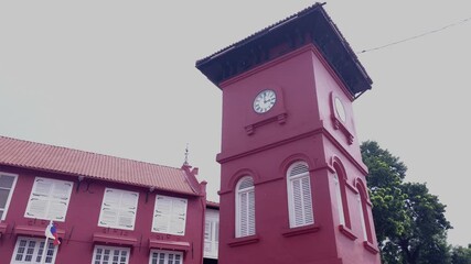 Tan Beng Swee Clock Tower with Low Angle Looking Up, Malacca, Malaysia.