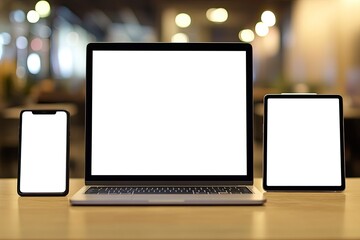 A person holding an open laptop with a white screen, isolated on a white background. The computer is in focus, and the hand appears to be gently touching it or moving its touchpad.