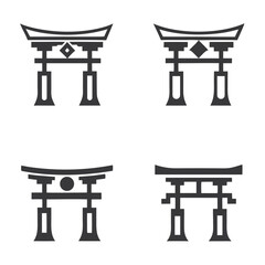 Minimalist Torii Gate Icon Set with Smooth Vector Layers.