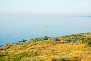 Fantastic close-up of seascape and cliff above sea