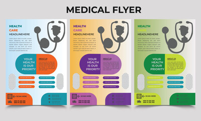 Obraz premium Medical Flyer Design, Healthcare Flyer Layout, Medical Social media Covers and post Design Medical cover design.