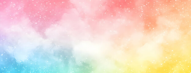 Pastel sky, rainbow clouds, sparkle background, design