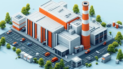 Naklejka premium Isometric Factory Complex