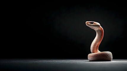 Fototapeta premium Red Snake Coiled on Dark Background