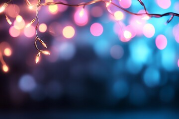 Pink and blue bokeh lights background.