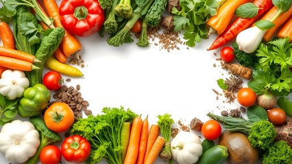 fresh vegetables on white background