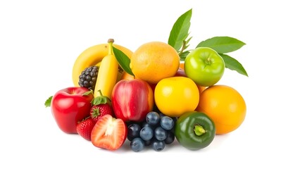 fruits on white background