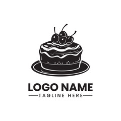 cake logo vector black simple icon on white background