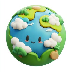 3D icon of the Earth, cartoon style。