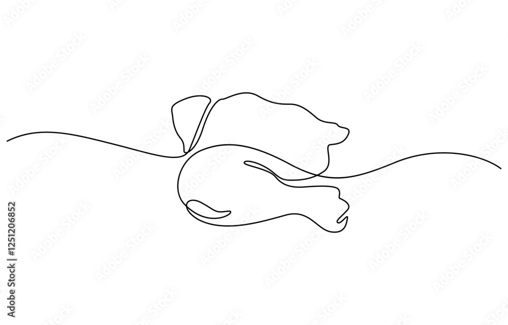 Poster single continuous line of fried chicken. fried chicken in one line style, continuous line drawing of