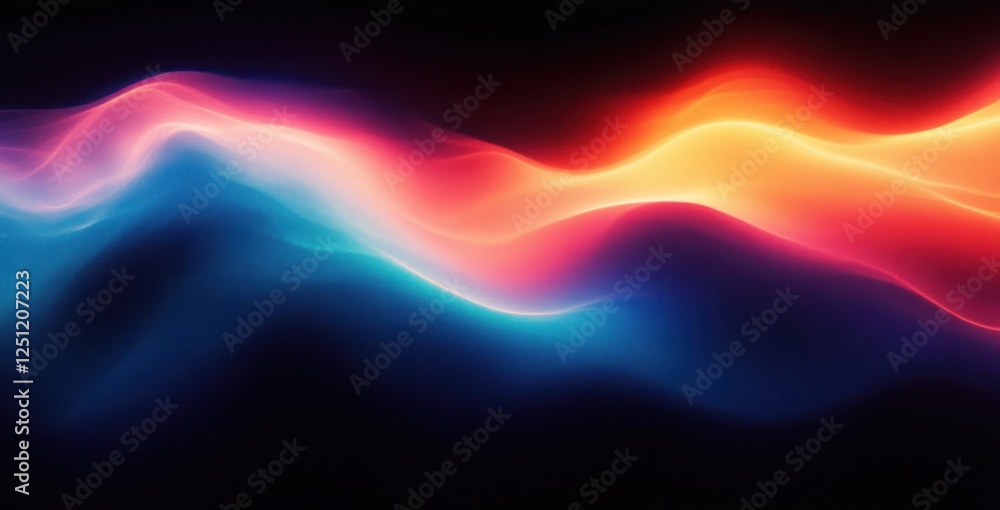 Poster abstract wave pattern dynamic fluid gradient color flow on black background for music cover dance pa