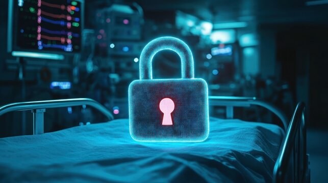 Healthcare Data Security Padlock for Patient Privacy and Protection of Medical Information in Hospitals - Powered by Adobe