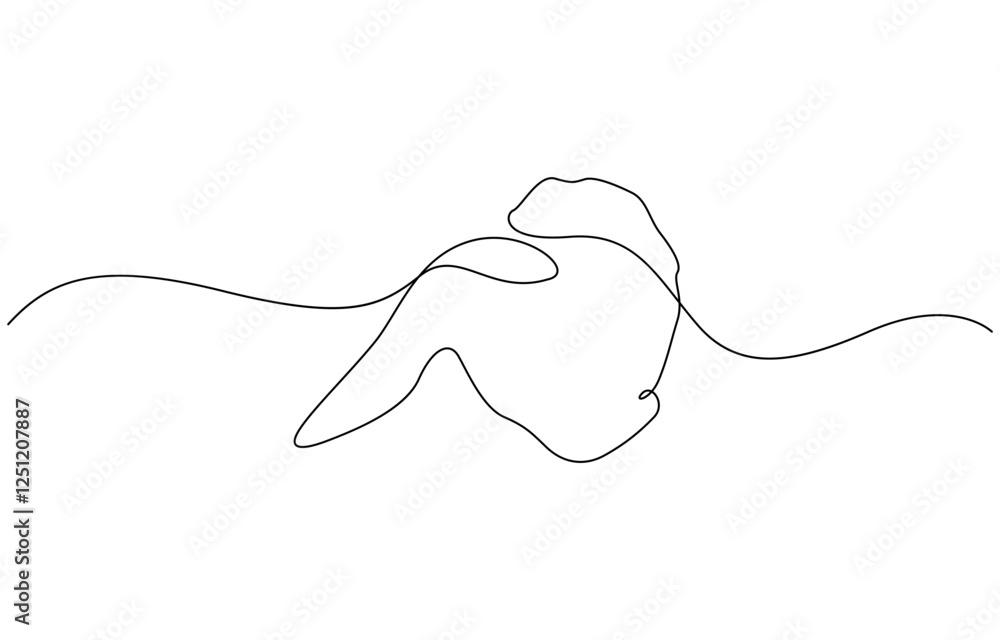 Poster single continuous line of fried chicken. fried chicken in one line style, continuous line drawing of
