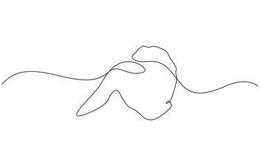 Single continuous line of fried chicken. Fried chicken in one line style, Continuous line drawing of Chicken leg with bone vector illustration.