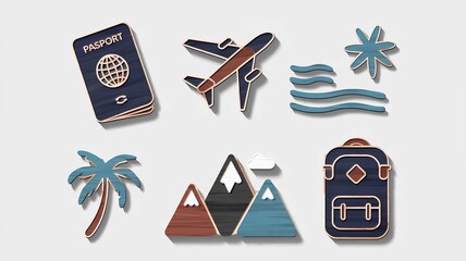 travel icons set