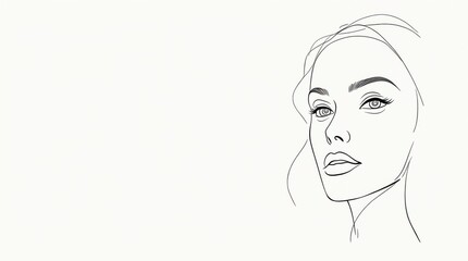 Modern Minimalist Line Art Woman's Face