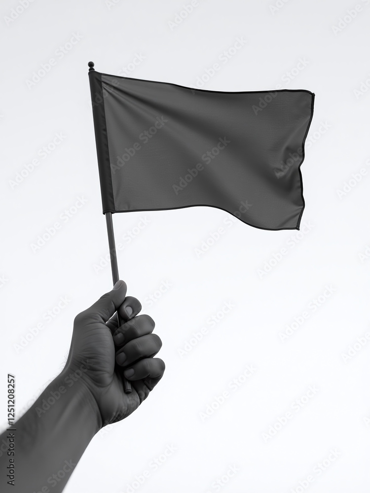 Poster A Black And White Image Of A Hand Holding A Flag With A Copy Space To Use As Needed. 00002