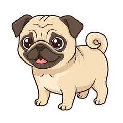 Fototapeta premium Vector cartoon happy cute little dog 