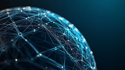 Futuristic digital globe with glowing neural network connections and data nodes