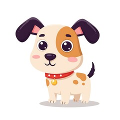 Vector cartoon happy cute little dog
