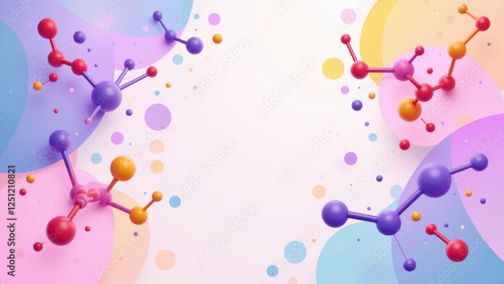 Aufkleber semaglutide molecule floating on a colorful background with other molecular structures.