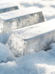 Silver bars with frost and ice crystals forming on their surface