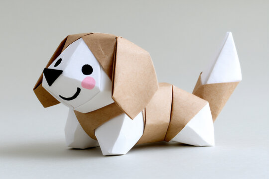 P A charming origami dog with floppy ears and