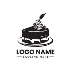 cake logo vector black simple icon on white background