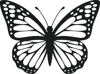 Elegant Monarch Butterfly Silhouette Vector – Intricate and Decorative Design