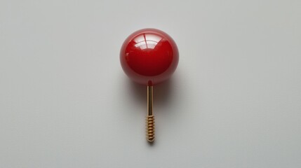 Red sphere wall hook on plain background