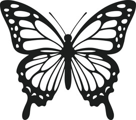Elegant Butterfly Silhouette Vector with Intricate Wing Patterns