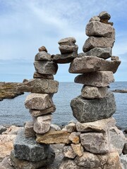 stack of stones with the sea