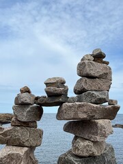 stack of stones with the sea