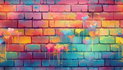 Fototapeta premium seamless pattern of colorful grunge graffiti on red brick wall background illustration graphic resource