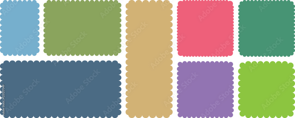 Fototapete set of frames with zigzag edge, scallop edge shape. rectangle shape frame with zigzag edge. rectangu