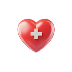 Obraz premium Red Heart Icon with Medical Cross for Health and Wellness Themes