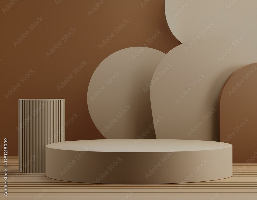 Poster abstract product display podium and brown background concept for product presentation branding 3d re