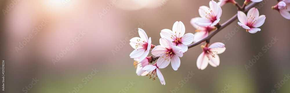 Poster A Delicate Branch Of Apple Blossoms In Soft Focus, With A Shallow Depth Of Field Capturing Their Intricate Beauty Freely. 00001