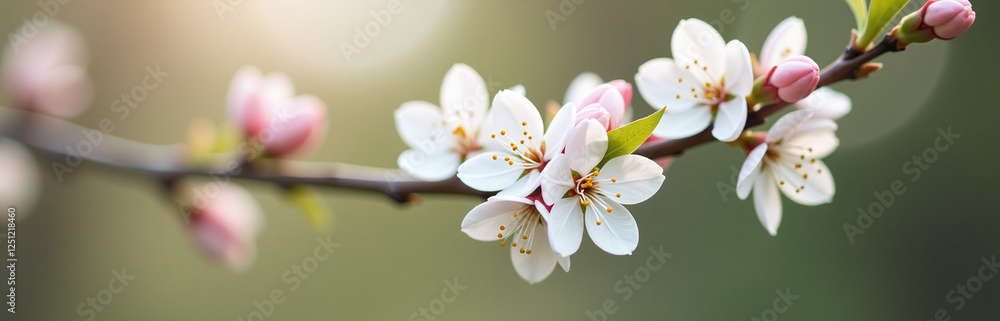 Poster A Delicate Branch Of Apple Blossoms In Soft Focus, With A Shallow Depth Of Field Capturing Their Intricate Beauty Freely. 00002
