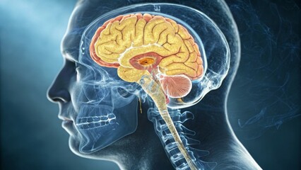 Obraz premium A detailed illustration of the human brain and spinal cord for educational purposes.