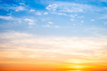 Beautiful , luxury soft gradient orange gold clouds and sunlight on the blue sky perfect for the...