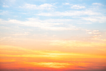 Beautiful , luxury soft gradient orange gold clouds and sunlight on the blue sky perfect for the background, take in evening,Twilight, Large size, high definition landscape photo