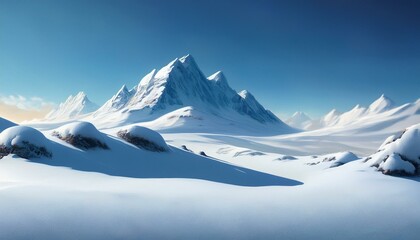 Fototapeta premium snowy mountain snowdrift isolated snow landscape decoration frozen hills white snow covered hill with a few small snow piles empty snow banks field background illustration