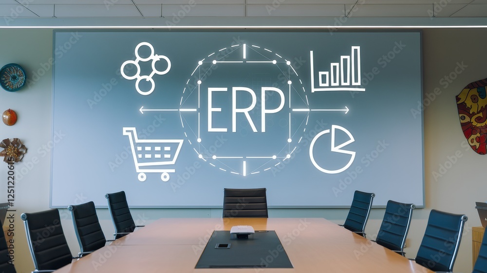 Poster erp system implementation in a modern office